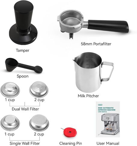 Gevi 58mm Commercial Espresso Machine|PID&NTC Temp Control with Steam Wand | Knob-type Operation;Budget under$200;Removable Water Tank;Include Necessary Accessories;Can Make Americanos;Easy to Clean in Saudi Arabia