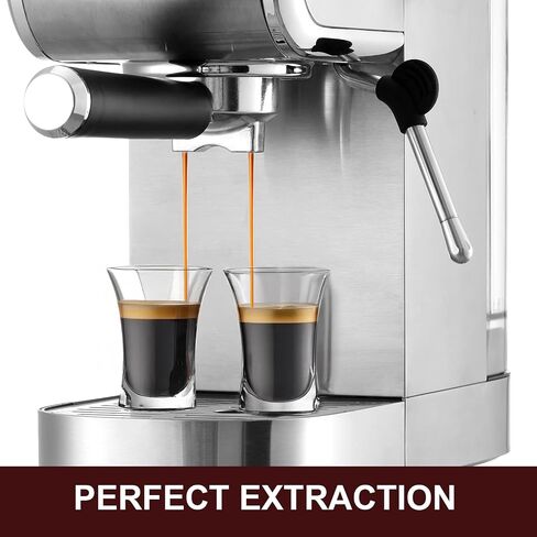 Espresso machine 20 Bar, Espresso Maker with Powerful Steam Milk Frother, Stainless Steel Coffee Machine with Fast Heating System for Latte, Cappuccino in Saudi Arabia