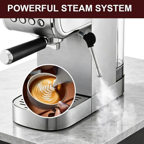 Espresso machine 20 Bar, Espresso Maker with Powerful Steam Milk Frother, Stainless Steel Coffee Machine with Fast Heating System for Latte, Cappuccino in Saudi Arabia