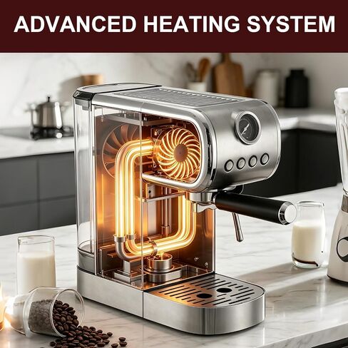 Espresso machine 20 Bar, Espresso Maker with Powerful Steam Milk Frother, Stainless Steel Coffee Machine with Fast Heating System for Latte, Cappuccino in Saudi Arabia