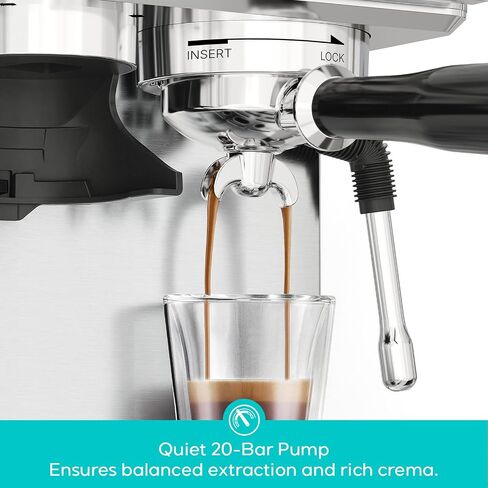 CASABREWS MARENZA Espresso Machine with Built-in Grinder and Steam Wand | PFAS-Free 20Bar Coffee Machine with LCD Display, Barista-Quality Cappuccino Latte Machine for Home Use in Saudi Arabia