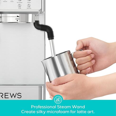 CASABREWS MARENZA Espresso Machine with Built-in Grinder and Steam Wand | PFAS-Free 20Bar Coffee Machine with LCD Display, Barista-Quality Cappuccino Latte Machine for Home Use in Saudi Arabia