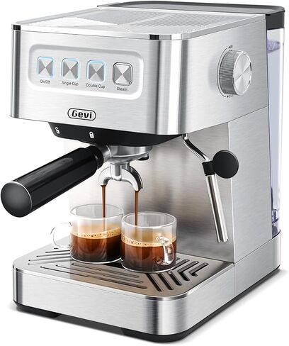 Gevi 20 Bar Espresso Machine, Programmable Coffee Maker with Milk Frother | Budget under$100; Removable Water Tank; Produce Good Crema; Include Necessary Accessories; Can Make Americanos; Easy to Clean in Saudi Arabia