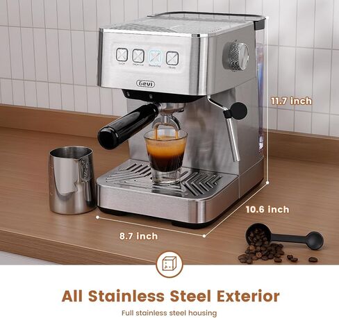 Gevi 20 Bar Espresso Machine, Programmable Coffee Maker with Milk Frother | Budget under$100; Removable Water Tank; Produce Good Crema; Include Necessary Accessories; Can Make Americanos; Easy to Clean in Saudi Arabia