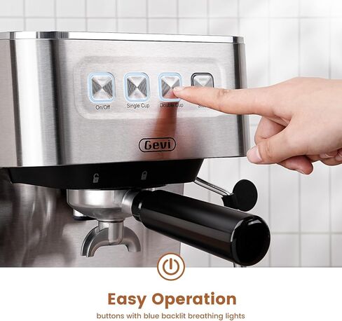 Gevi 20 Bar Espresso Machine, Programmable Coffee Maker with Milk Frother | Budget under$100; Removable Water Tank; Produce Good Crema; Include Necessary Accessories; Can Make Americanos; Easy to Clean in Saudi Arabia