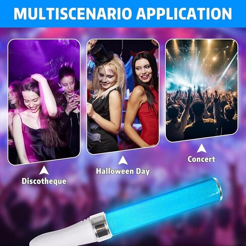 Reusable LED Glow Sticks(2Pack) with 15 Multicolor, Manual and Automatic Mode, Equipped with AAA Battery Powered LED Sticks, Concert Glowsticks, Raves, Emergency, (15+ Years Old) in Kuwait