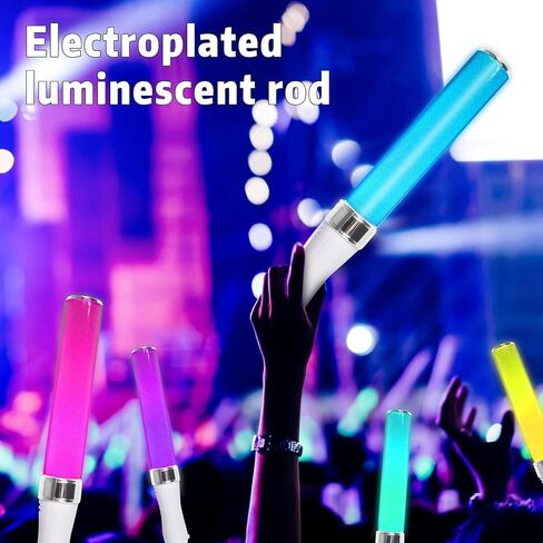 Reusable LED Glow Sticks(2Pack) with 15 Multicolor, Manual and Automatic Mode, Equipped with AAA Battery Powered LED Sticks, Concert Glowsticks, Raves, Emergency, (15+ Years Old) in Kuwait