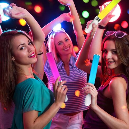 Reusable LED Glow Sticks(2Pack) with 15 Multicolor, Manual and Automatic Mode, Equipped with AAA Battery Powered LED Sticks, Concert Glowsticks, Raves, Emergency, (15+ Years Old) in Kuwait