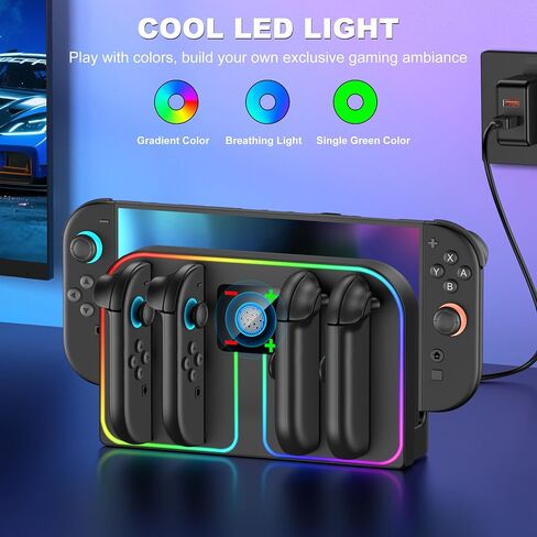 EXTREMECOOL Charging Dock Compatible with Nintendo Switch 2 (2025) for Joycon Controller, 4 in 1 Joypad Charger with Magnetic Design, Switch 2 Joy Con Fast Chagre Stand Station with USB C Cable in Kuwait