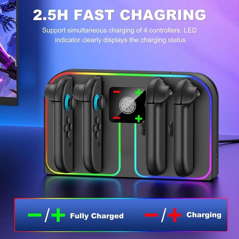 EXTREMECOOL Charging Dock Compatible with Nintendo Switch 2 (2025) for Joycon Controller, 4 in 1 Joypad Charger with Magnetic Design, Switch 2 Joy Con Fast Chagre Stand Station with USB C Cable in Kuwait