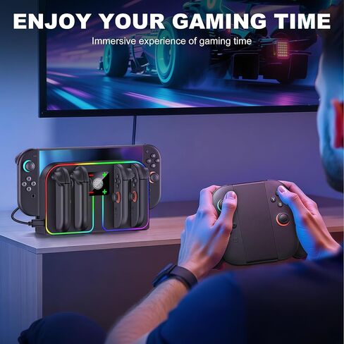 EXTREMECOOL Charging Dock Compatible with Nintendo Switch 2 (2025) for Joycon Controller, 4 in 1 Joypad Charger with Magnetic Design, Switch 2 Joy Con Fast Chagre Stand Station with USB C Cable in Kuwait