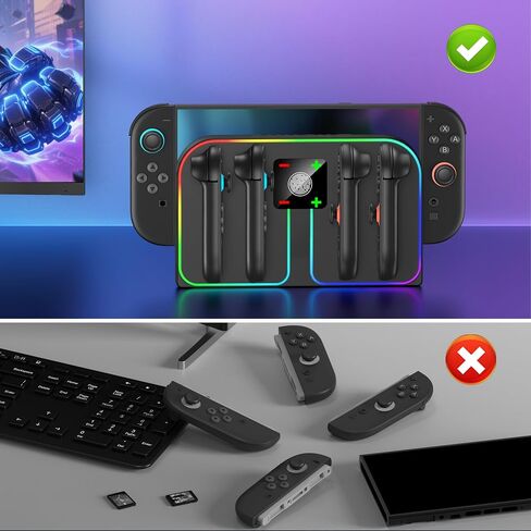 EXTREMECOOL Charging Dock Compatible with Nintendo Switch 2 (2025) for Joycon Controller, 4 in 1 Joypad Charger with Magnetic Design, Switch 2 Joy Con Fast Chagre Stand Station with USB C Cable in Kuwait