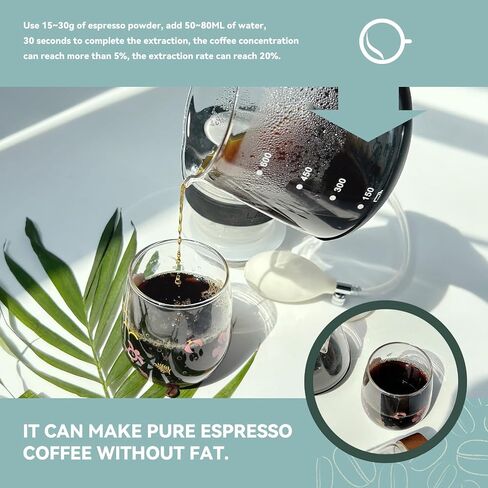 French Press Coffee Maker, Manual Non-Electric Brewer with Heat-Resistant 0.6L (24oz) Glass Carafe, BPA-Free Plastic Components for Home & Office, Brown in Saudi Arabia