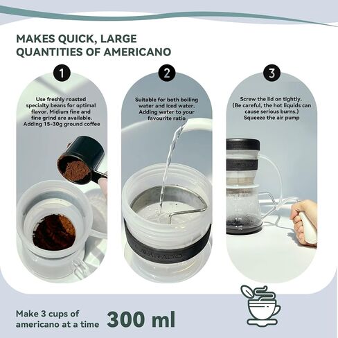French Press Coffee Maker, Manual Non-Electric Brewer with Heat-Resistant 0.6L (24oz) Glass Carafe, BPA-Free Plastic Components for Home & Office, Brown in Saudi Arabia