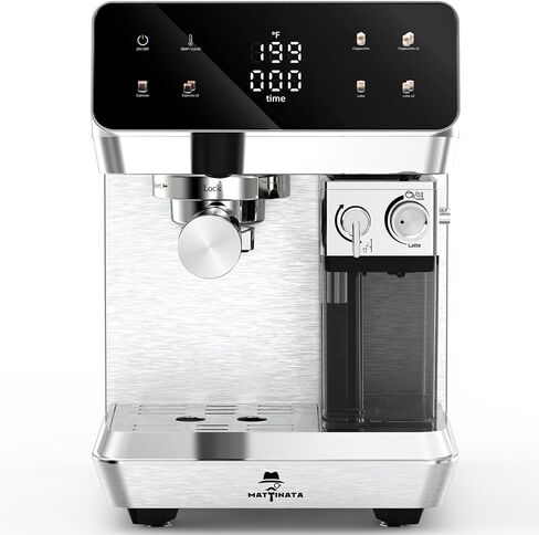 MAttinata 1833L Espresso Machine with Auto Milk Frother, Cappuccino Machine | Coffee Maker with Dual Boiler, Touch Screen, 20 Bar Italian Pump, Latte Art, Compact for Home, Self-cleaning, Stainless Steel in Saudi Arabia