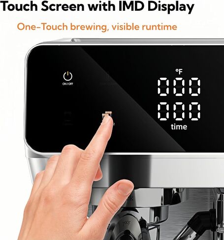 MAttinata 1833L Espresso Machine with Auto Milk Frother, Cappuccino Machine | Coffee Maker with Dual Boiler, Touch Screen, 20 Bar Italian Pump, Latte Art, Compact for Home, Self-cleaning, Stainless Steel in Saudi Arabia