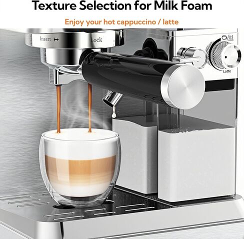 MAttinata 1833L Espresso Machine with Auto Milk Frother, Cappuccino Machine | Coffee Maker with Dual Boiler, Touch Screen, 20 Bar Italian Pump, Latte Art, Compact for Home, Self-cleaning, Stainless Steel in Saudi Arabia