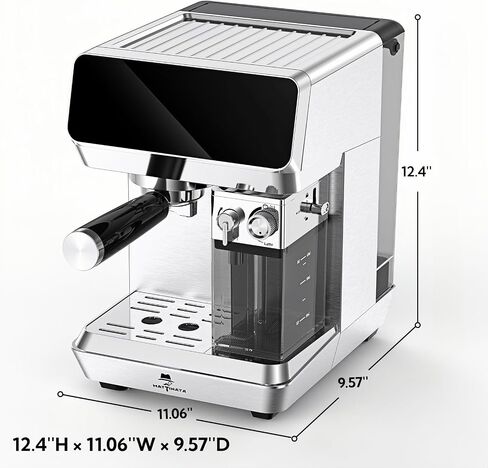 MAttinata 1833L Espresso Machine with Auto Milk Frother, Cappuccino Machine | Coffee Maker with Dual Boiler, Touch Screen, 20 Bar Italian Pump, Latte Art, Compact for Home, Self-cleaning, Stainless Steel in Saudi Arabia