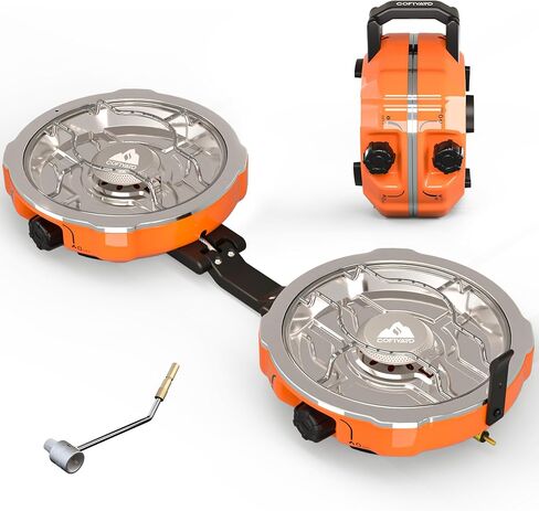 Cofiyard 20,000 BTUs 2 Burner Propane Camping Stove, Portable Folding Camp Stove with Adjustable Burners, Regulator and Carrying Bag, Dual Gas Stoves Easy Carrying Handle for Tailgating, Camping, BBQ in Saudi Arabia