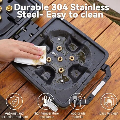 2-Burner Portable Propane Camping Stove with Windshield, 30000 BTU Foldable Gas Stove with Independently Adjustable Heat Coffee Stand & Carry Bag, Gas Stove for Cooking, Tailgating (Green) in Saudi Arabia