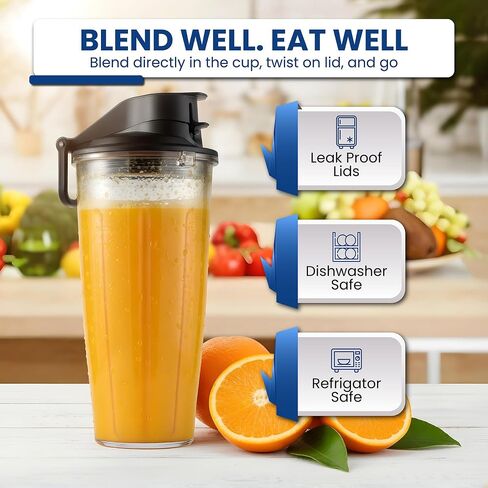 محول الأكواب الشخصية من MRX Solutions يناسب خلاطات Vitamix الكلاسيكية 5200، 5300، 6300، 6500، 7500، 780 وأكثر + كوبين معزولين مانعين للتسرب خاليين من مادة BPA بسعة 20 أونصة - غير متوافق مع نماذج الاكتشاف الذاتي in Kuwait