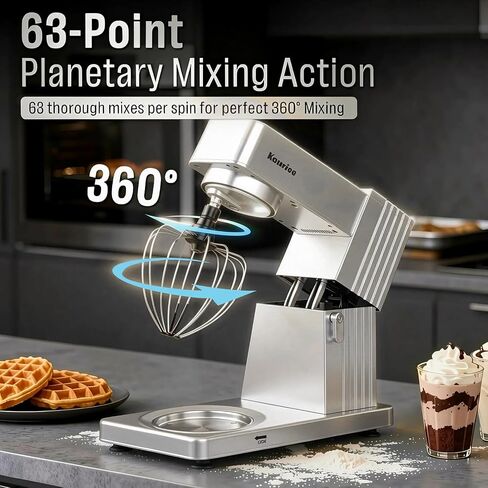 Mixer (Silver) | Stand Mixer 8.5Qt, Kitchen Electric Standing Mixer, Powerful Metal Body Food Mixer with Bowl, Cake Mixer for Bread Dough in Saudi Arabia