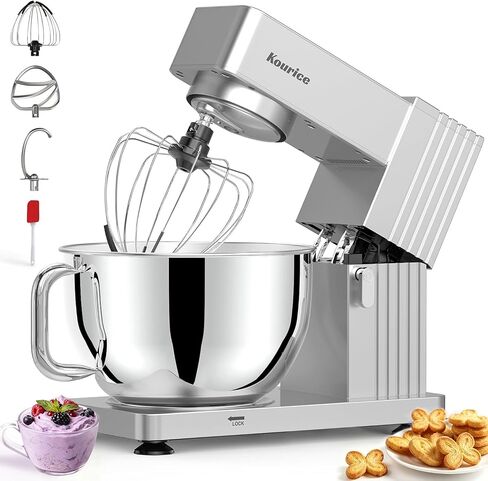 Mixer (Silver) | Stand Mixer 8.5Qt, Kitchen Electric Standing Mixer, Powerful Metal Body Food Mixer with Bowl, Cake Mixer for Bread Dough in Saudi Arabia