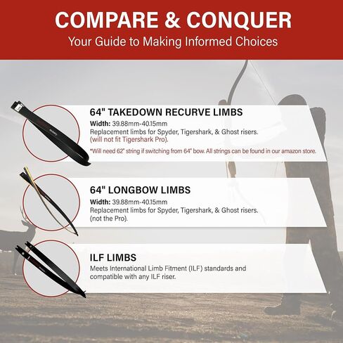 أطراف SWA TD Recurve - مقاس 64 بوصة على الناهض القياسي - 55 رطلاً in Saudi Arabia