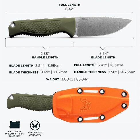 Benchmade Steep Country Hunting Knife, S30V Steel Blade (15006-01) | Dark Olive Santoprene handle, Drop-Point blade in Kuwait