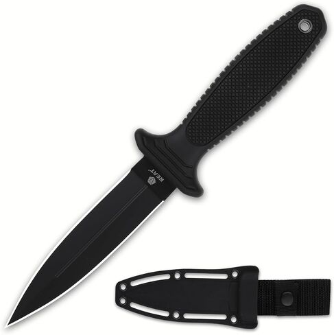 REAT Fixed Blade Knife with Sheath,4.3" Double Edged 8Cr13 Steel Blade,Ergonomic Non Slip TPR Handle, Sharp Tactical Knife for Camping Hunting Hiking,Gifts for Men,Women in Saudi Arabia