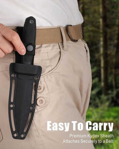 REAT Fixed Blade Knife with Sheath,4.3" Double Edged 8Cr13 Steel Blade,Ergonomic Non Slip TPR Handle, Sharp Tactical Knife for Camping Hunting Hiking,Gifts for Men,Women in Saudi Arabia