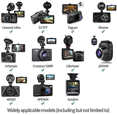 Dash Cam Suction Cup Mount and Glue Adhesive Mount Compatible with Dash Camera/DVR Video, Come with 10+ Different Joints Suitable for Crosstour, YI 2.7", Rexing V1P, UGSHD, APEMAN and Other Dash Cam | Compatible with Dash Camera/DVR Video Come with 10+ Di in Saudi Arabia