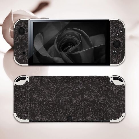 BelugaDesign Rose Switch Skin | Pastel Sticker Wrap Vinyl Decal | Flower Valentine Cute Compatible with Nintendo Switch (Switch OLED, Black) in Kuwait