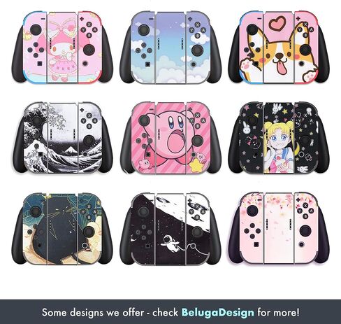 BelugaDesign Rose Switch Skin | Pastel Sticker Wrap Vinyl Decal | Flower Valentine Cute Compatible with Nintendo Switch (Switch OLED, Black) in Kuwait