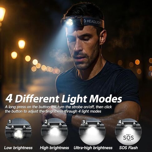 Rechargeable Headlamp 6PCS, Super Bright LED Headlamp with 4 Modes, 180° Adjustable Beam Angle, Head Lights for Forehead, Hard Hat Headlight, IPX4 Waterproof, Ideal for Camping, Hiking, Fishing in Saudi Arabia