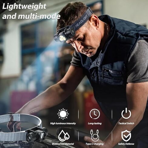 Rechargeable Headlamp 6PCS, Super Bright LED Headlamp with 4 Modes, 180° Adjustable Beam Angle, Head Lights for Forehead, Hard Hat Headlight, IPX4 Waterproof, Ideal for Camping, Hiking, Fishing in Saudi Arabia