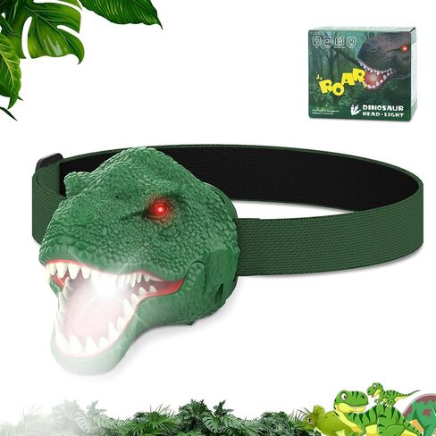 Nitigo Dinosaur Headlamp for Kids Flashlight Led Headlights | Roar & Silent Mode, T-Rex Dinosaur Toys for Kids 3-5 4-6 5-7 6-8, Camping Gear, Easter Gifts for Boys Girls Adults in Saudi Arabia
