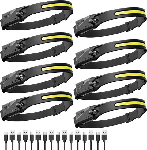 Headlamp Rechargeable 8 Pack, LED Headlight Flashlight Super Bright with 230° Wide Beam, 5 Modes Waterproof Head Lamp for Outdoor Hiking Running Camping in Saudi Arabia