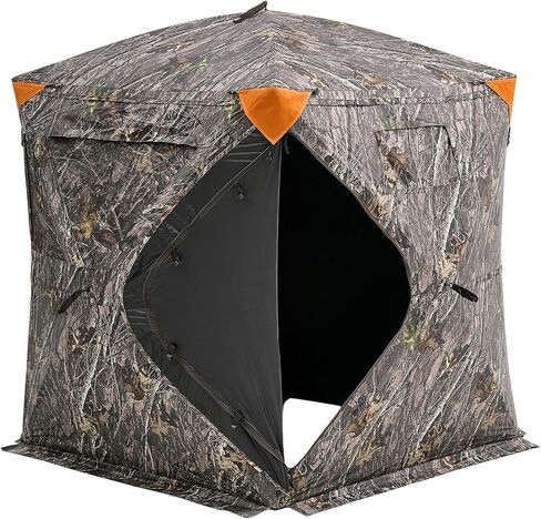 VEVOR Hunting Blind，See Through Ground Blinds with Carrying Bag, 360 Degree Portable Camouflage Tent，Durable Concealed Shelter with Silent Side Door and Window, for Turkey and Deer in Kuwait