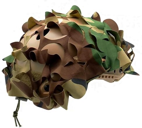 Tactical Helmet Cover, 3D Leaf Camo, Adjustable Tactical Gear | Lightweight breathable polyester, shock-cord fit, rail access, predator and turkey hunters, airsoft and paintball players in Kuwait