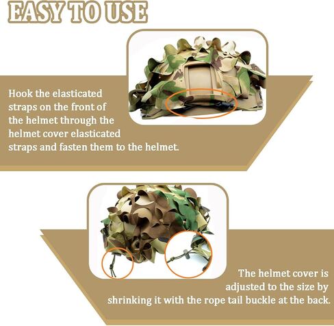 Tactical Helmet Cover, 3D Leaf Camo, Adjustable Tactical Gear | Lightweight breathable polyester, shock-cord fit, rail access, predator and turkey hunters, airsoft and paintball players in Kuwait