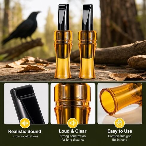 2PCS Crow Caller to Attract Crows, Professional Crow Caller Whistle for Hunting and Birdwatching, Realistic Crow Call Sound with Durable ABS Construction, Ideal for Outdoor Wildlife Observation in Saudi Arabia