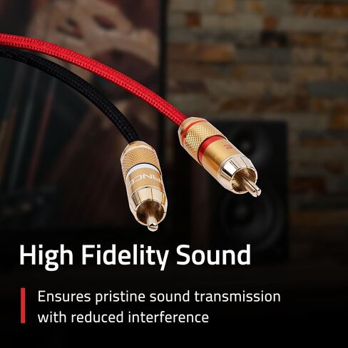 كابل فلوانس هاي فاي ستيريو RCA، 2 ذكر إلى 2 ذكر، موصلات مرمزة بالألوان مطلية بالذهب لمكبر الصوت، ومشغل الأقراص المضغوطة، والقرص الدوار، ومكبر الصوت، ووحدة تحكم الألعاب، والمسرح المنزلي، ونظام هاي فاي - 6 أقدام in Kuwait