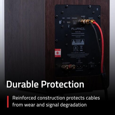 كابل فلوانس هاي فاي ستيريو RCA، 2 ذكر إلى 2 ذكر، موصلات مرمزة بالألوان مطلية بالذهب لمكبر الصوت، ومشغل الأقراص المضغوطة، والقرص الدوار، ومكبر الصوت، ووحدة تحكم الألعاب، والمسرح المنزلي، ونظام هاي فاي - 6 أقدام in Kuwait