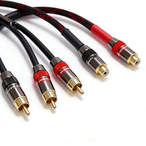 كابل مقسم RCA 1 أنثى إلى 2 ذكر 1 قدم - محول مضخم صوت احترافي Y لمكبرات الصوت المزدوجة سلك تمديد الصوت 24 قيراط سلك تمديد محمي OFC (عبوتان) in Kuwait