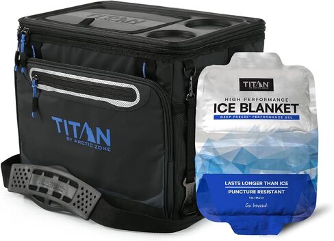 Titan by Arctic Zone Collapsible Cooler with Ice Pack & Bottle Opener, Insulated Bag with Shoulder Strap & Leak Proof Lining for Beach, Travel, & Camping in Saudi Arabia