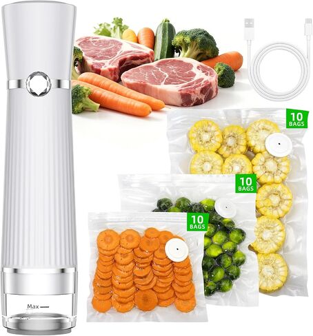 Vacuum Sealer for Food, Handheld Vacuum Sealer For 10X Preservation & Fresh | Vacuum Sealer Machine With 30 Vacuum Bags For Food in Saudi Arabia