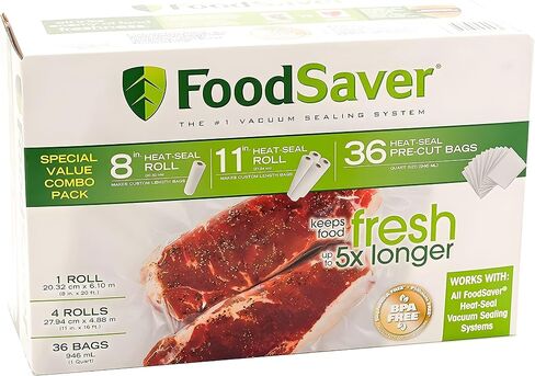 FoodSaver Special Value Vacuum Seal Combo Pack 1-8"Roll; 4-11"Rolls; 36 Pre-Cut Bags in Saudi Arabia