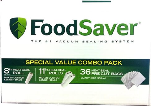 FoodSaver Special Value Vacuum Seal Combo Pack 1-8"Roll; 4-11"Rolls; 36 Pre-Cut Bags in Saudi Arabia