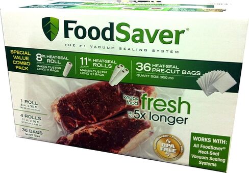 FoodSaver Special Value Vacuum Seal Combo Pack 1-8"Roll; 4-11"Rolls; 36 Pre-Cut Bags in Saudi Arabia